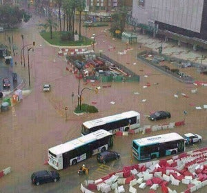 Fuertes inundaciones en el centro de Málaga