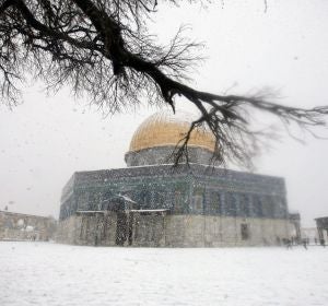 El Monte del Templo nevado, Jerusalén