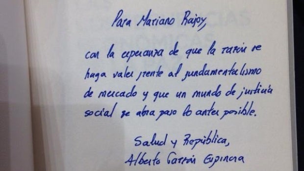 Dedicatoria de Garzón a Rajoy