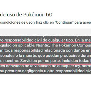 Condiciones de uso de Pokémon GO