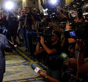 Jordi Pujol a su llegada al Parlament de Cataluña