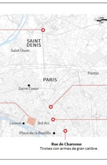 Mapa de los ataques en París