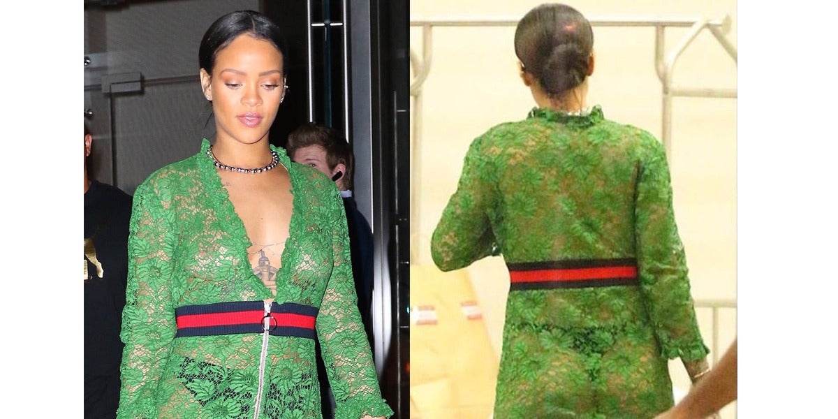 Rihanna se pasea por Nueva York con un vestido de encaje sin nada debajo