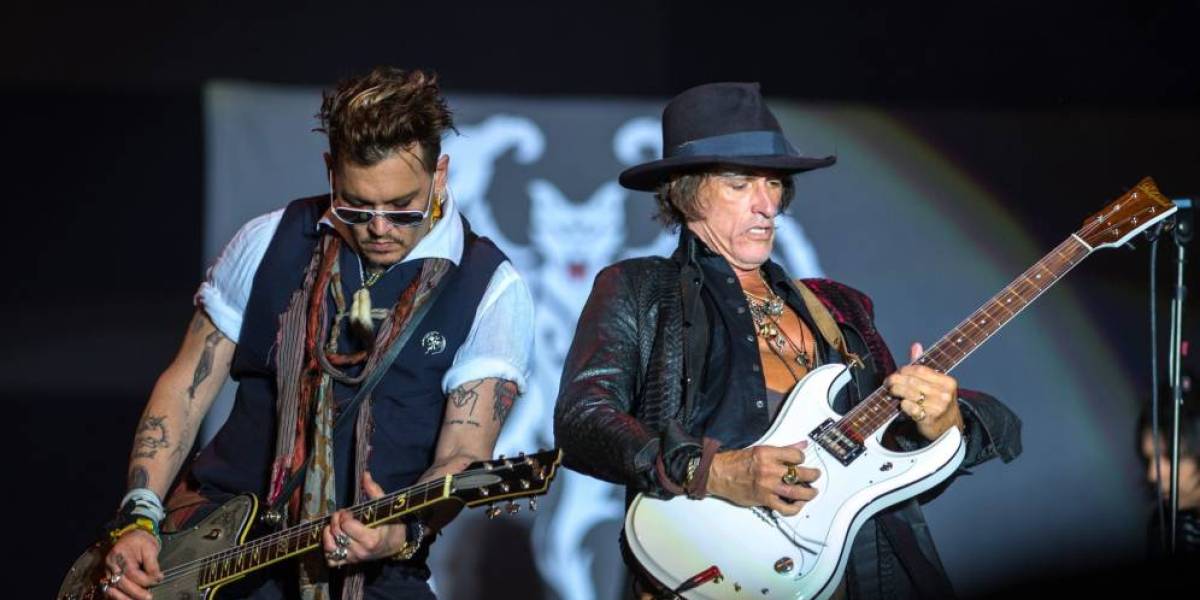 El guitarrista de Aerosmith Joe Perry junto a Johnny Depp