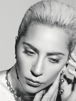 Lady Gaga posa con un collar y pendientes de Tiffany & Co.