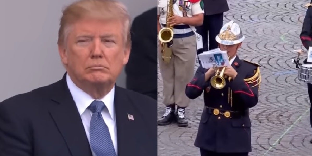 Donald Trump durante el desfile del Día de la Bastilla