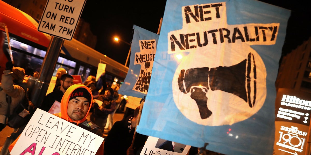 Protestas en Washington el pasado 7 de diciembre contra el fin de la neutralidad en la red