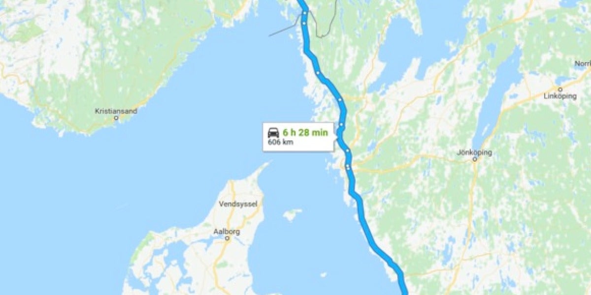 Distancia desde Copenhague a Oslo