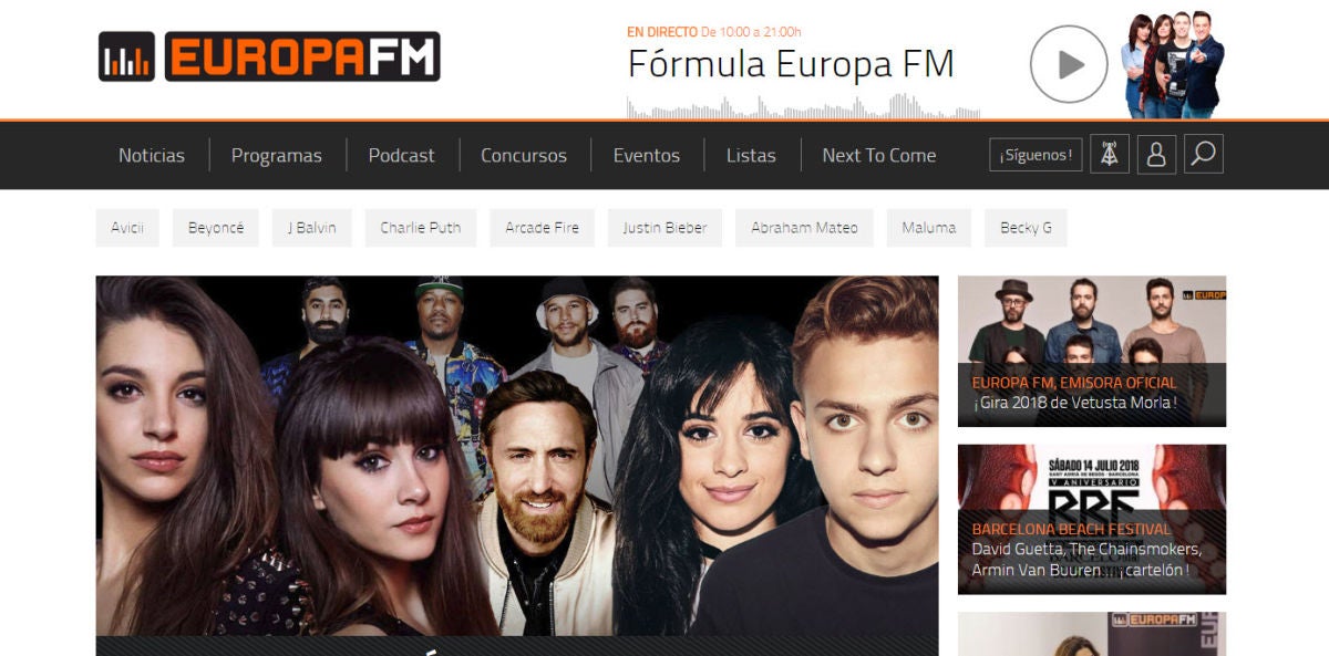 La web de Europa FM