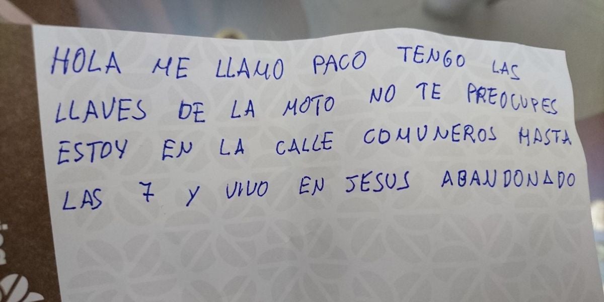 La nota con la que Paco devolvió las llaves a Pedro