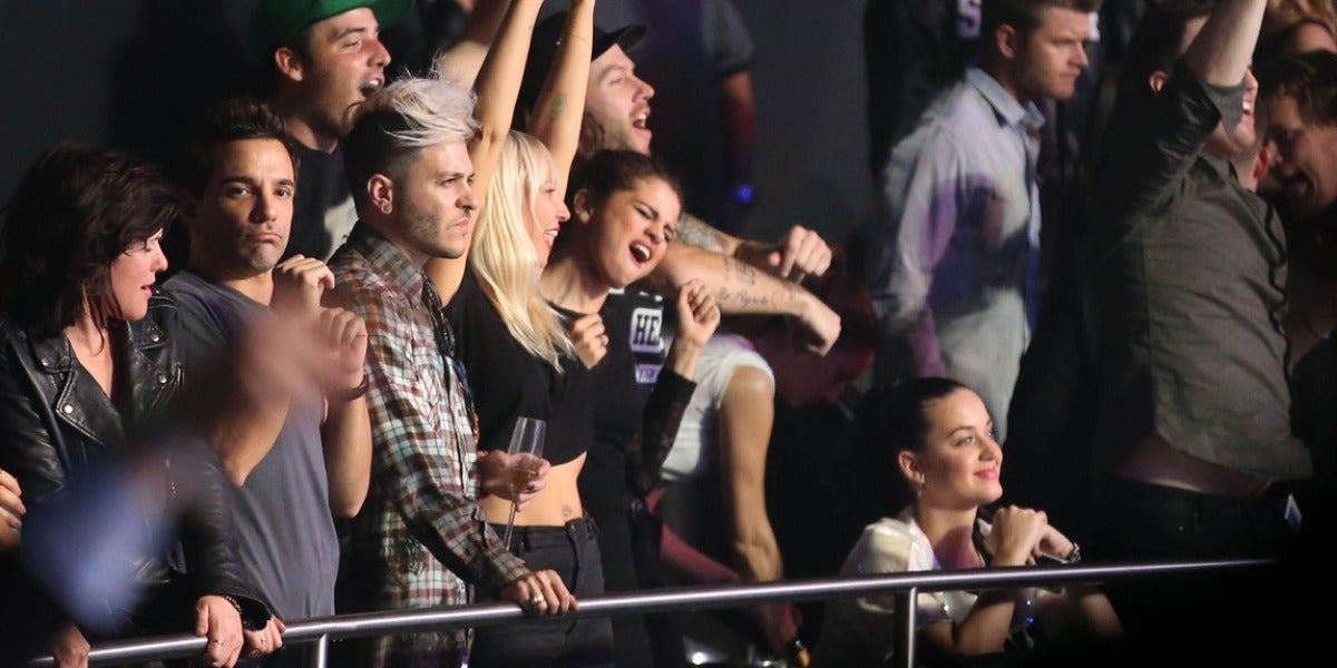 Sia, Selena Gomez y Katy Perry disfrutando de un concierto de Britney Spears en Las Vegas