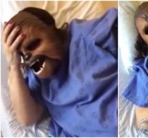 Una mujer da a luz con una máscara de Chewbacca Una mujer da a luz con una máscara de Chewbacca