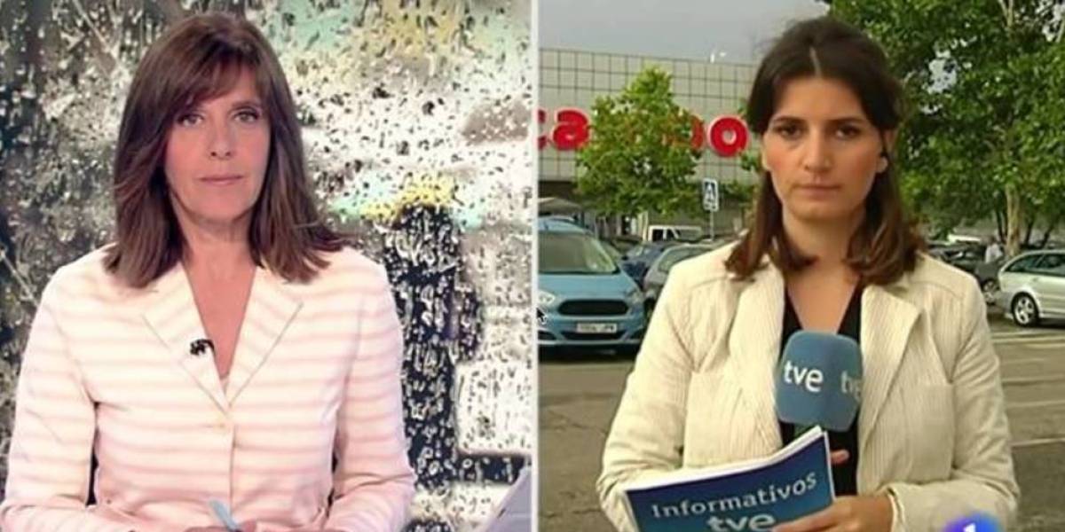 La reportera Mar Chércoles en directo para el Telediario 2 de TVE