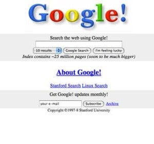 Así era la primera home de Google