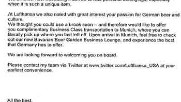 Carta de Lufthansa