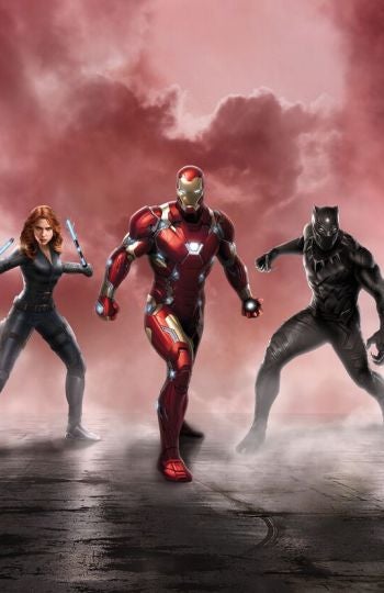 El bando de Tony Stark están Máquina de Guerra, la Viuda Negra, Pantera Negra y Vision