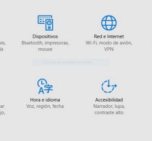 Opciones de panel de control de Windows 10