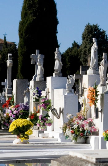 Cementerio con flores el Día de Todos los Santos