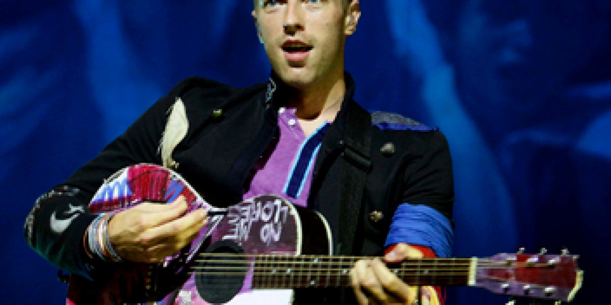 Coldplay durante el concierto en el Palau Sant Jordi de Barcelona