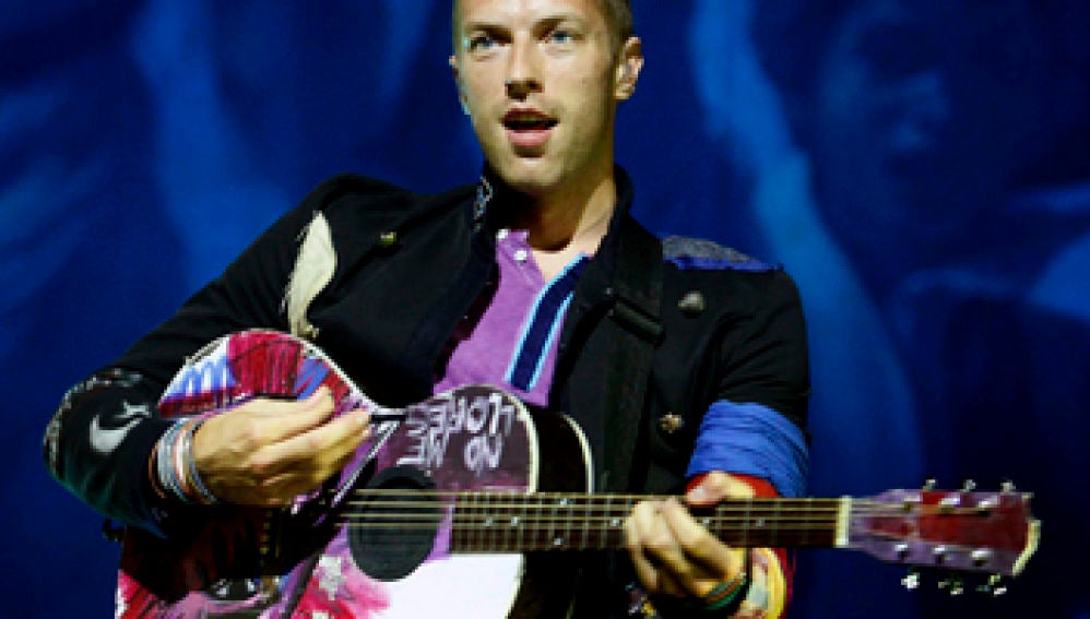 Coldplay durante el concierto en el Palau Sant Jordi de Barcelona
