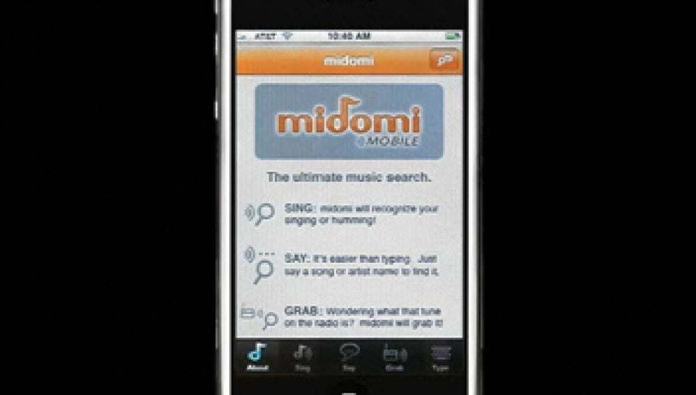 iPhone durante el proceso de reconocimiento de Midomi