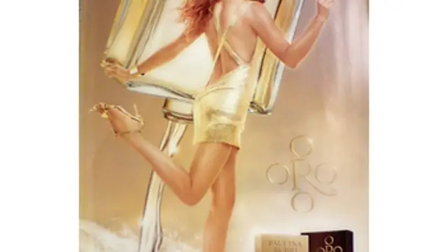 Imagen promocional del perfume de Paulina: Oro.