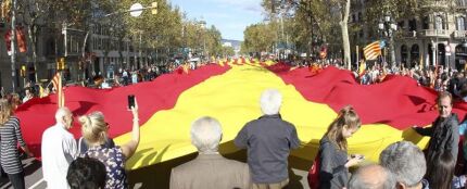 Bandera de España y Cataluña en Barcelona Bandera de España y Cataluña en Barcelona