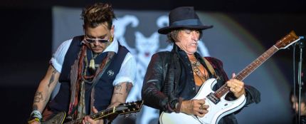 El guitarrista de Aerosmith Joe Perry junto a Johnny Depp
