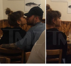 Ariana Grande besándose con Mac Miller en un restaurante Ariana Grande besándose con Mac Miller en un restaurante