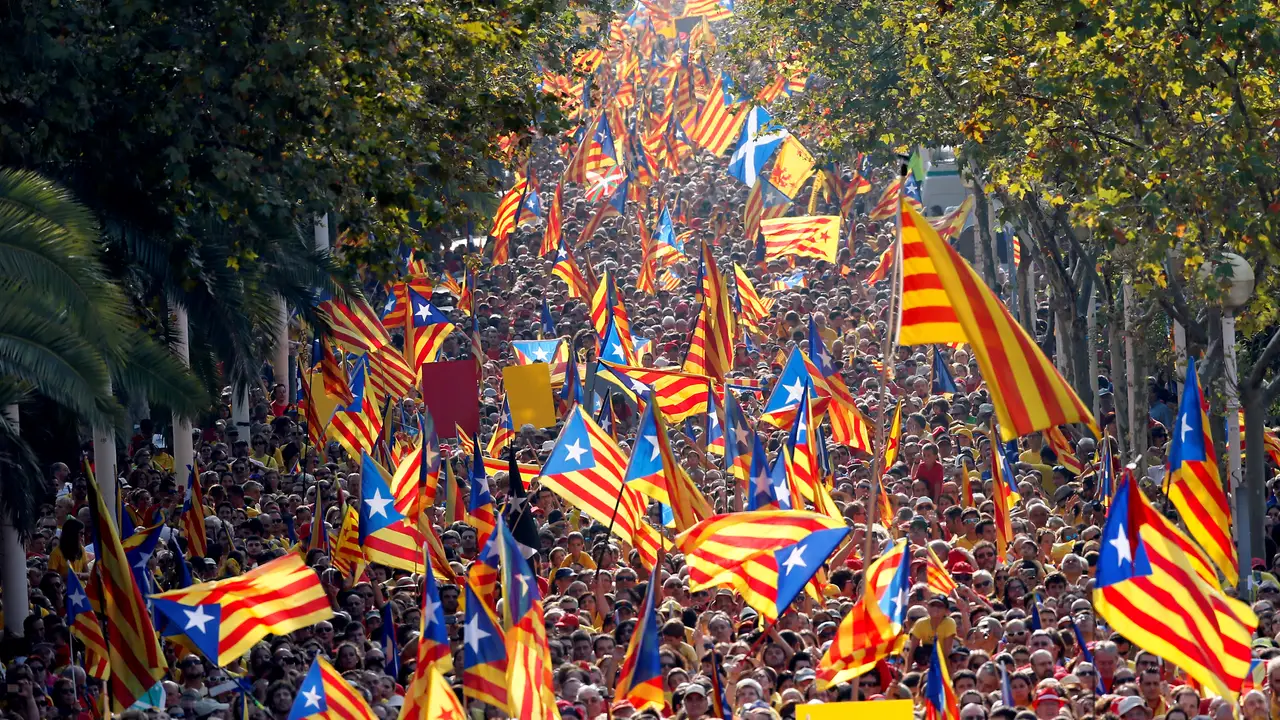 Manifestación independentista en la Diada de Cataluña. Manifestación independentista en la Diada de Cataluña.