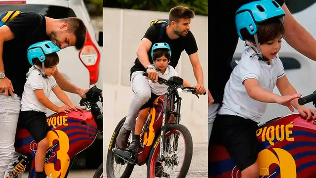 Piqué lleva a Milan en bicicleta