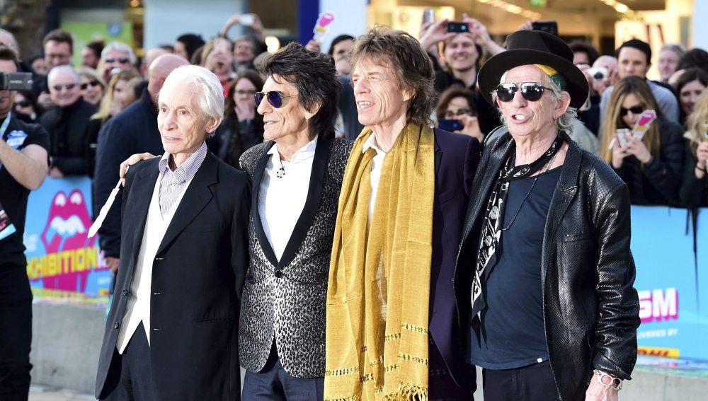 Los cuatro miembros de los Rolling Stones, Charlie Watts, Ronnie Wood, Mick Jagger y Keith Richards