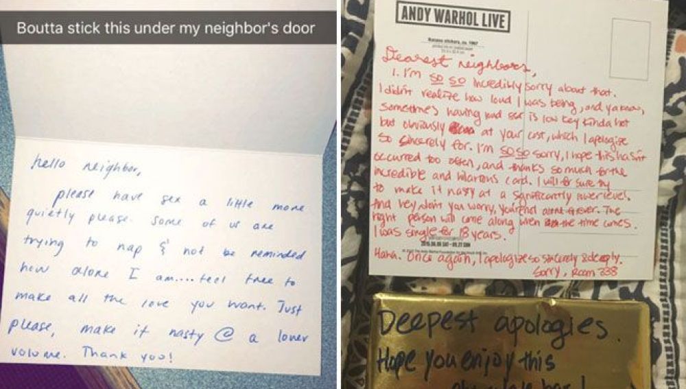 Carta de Jenna y la respuesta de sus vecinos.