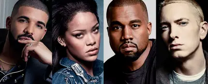 Drake, Rihanna, Kanye West y Eminem, entre los artistas más escuchados para entrenar Drake, Rihanna, Kanye West y Eminem, entre los artistas más escuchados para entrenar