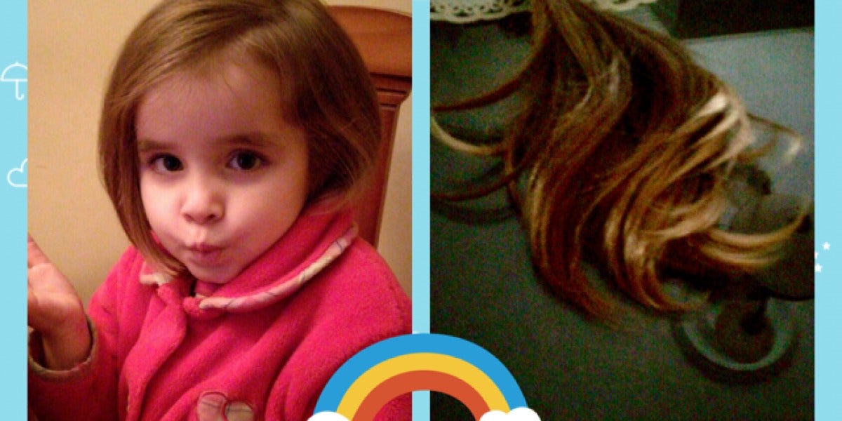 Alba Martínez tras haber donado su pelo