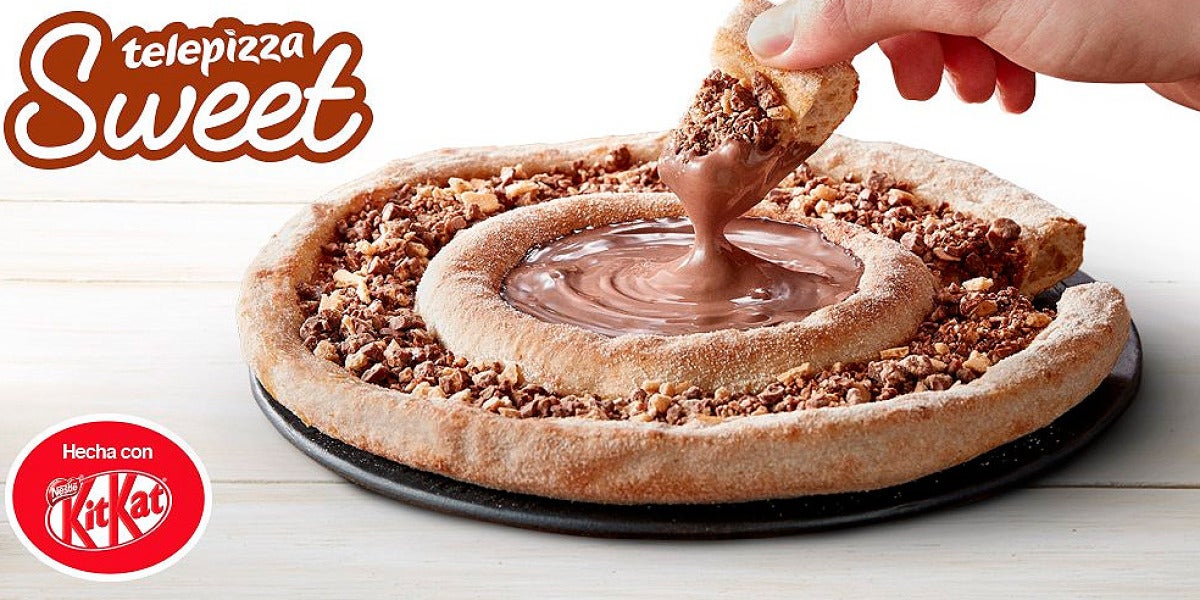 Pizza de chocolate y Kit Kat