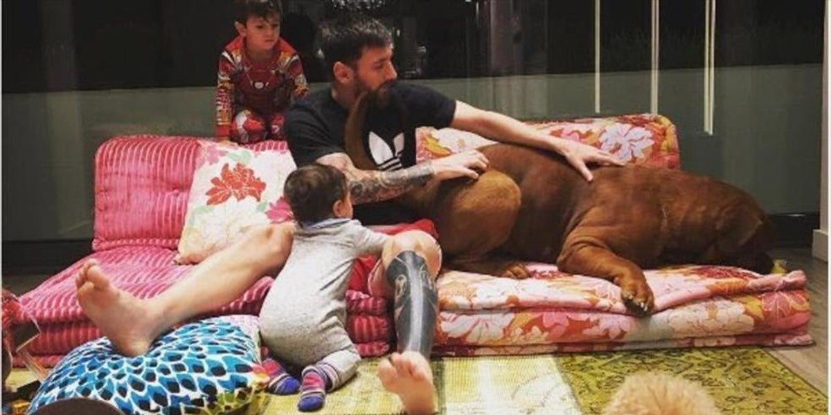 Messi disfrutando de su familia en casa