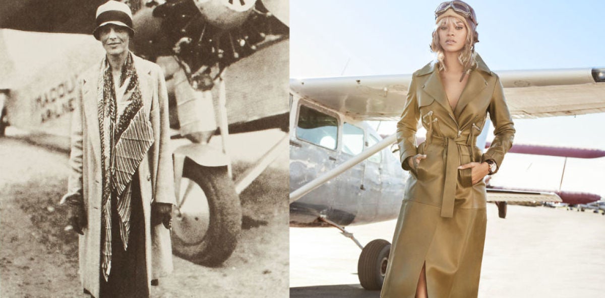 Amelia Earhart (izda.) y Rihanna (dcha.)