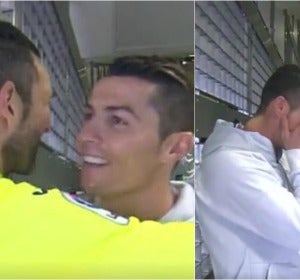 Cristiano Ronaldo y su saludo a Diego López Cristiano Ronaldo y su saludo a Diego López