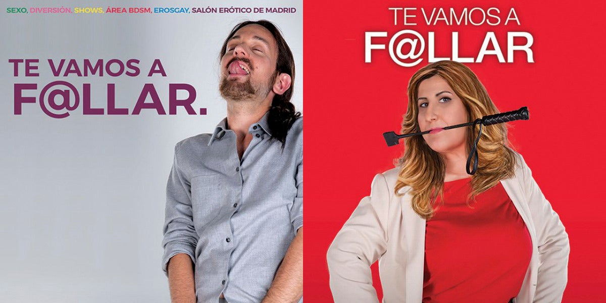 Dos actores imitan a Pablo Iglesias y Susana Díaz para anunciar el Salón Erótico de Barcelona