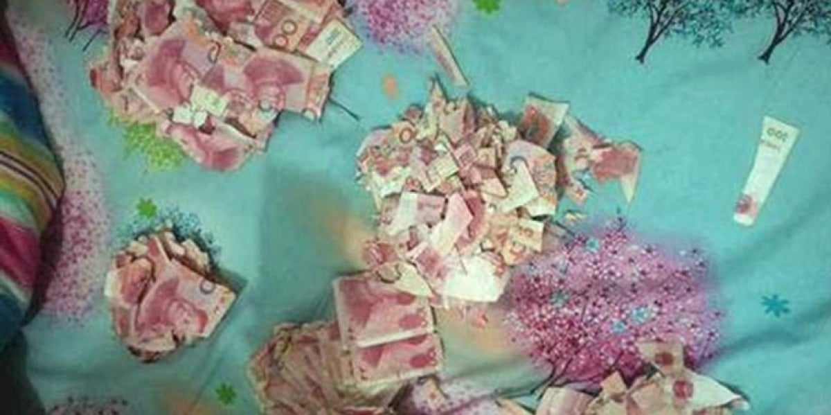 Los pedazos de los billetes