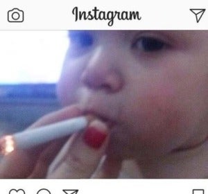 Cuelgan una foto en Instagram de un bebé fumando Cuelgan una foto en Instagram de un bebé fumando