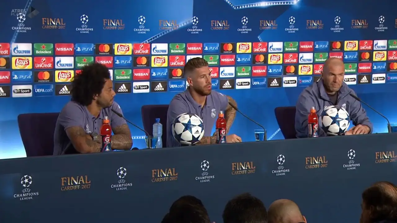 Marcelo, Sergio Ramos y Zidane comparecen antes de la final de la Champions Marcelo, Sergio Ramos y Zidane comparecen antes de la final de la Champions