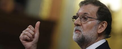 El presidente del Gobierno, Mariano Rajoy, durante su intervención en el debate de la moción de censura