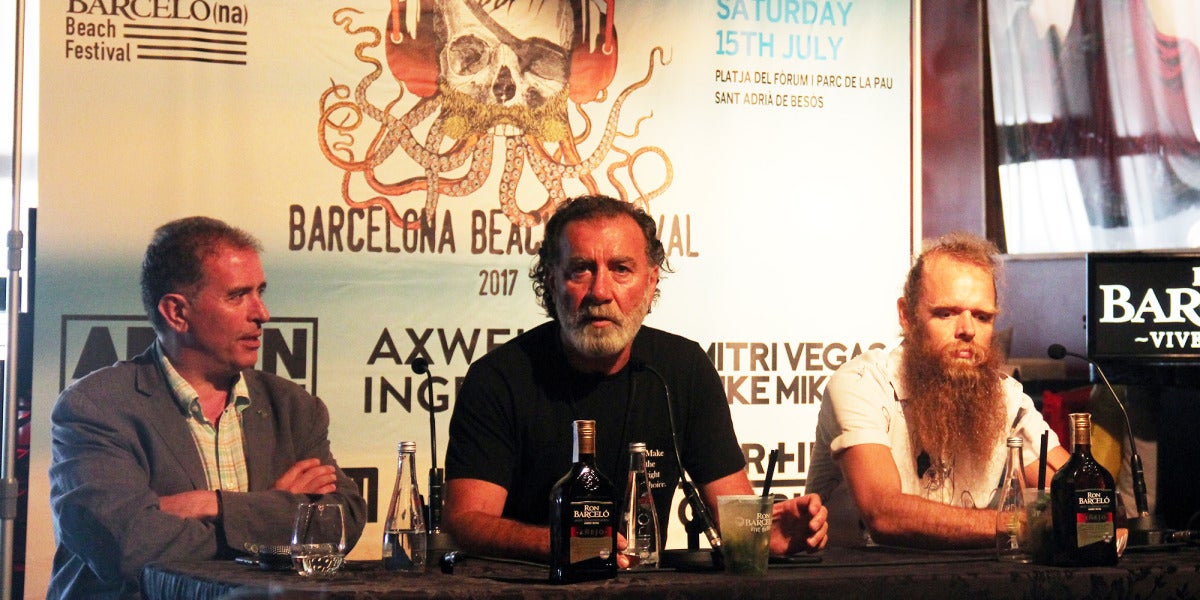 Joan Callau, Pino Sagliocco y Tommy Franklyn en la rueda de prensa del Barcelona Beach Festival 2017