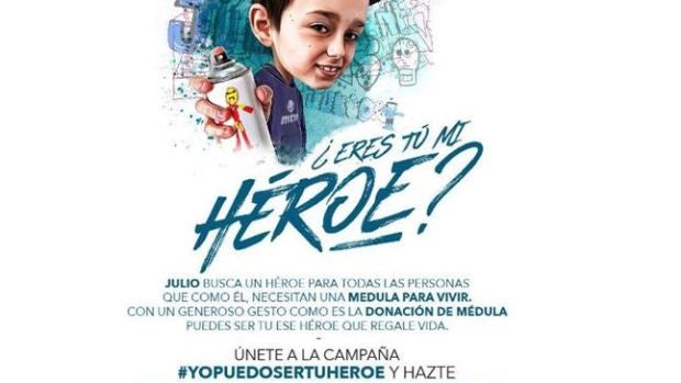 #Yopuedosertuhéroe, una campaña   que anima a donar médula para   Julio, un niño con leucemia