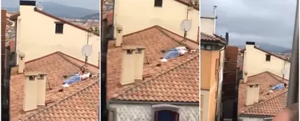 Pareja pillada manteniendo relaciones sexuales en un tejado en San Fermín Pareja pillada manteniendo relaciones sexuales en un tejado en San Fermín