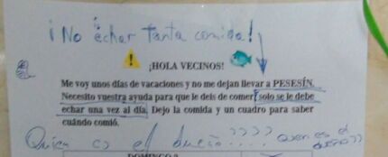 La nota que dejó el propietario junto al 'Pesesín'