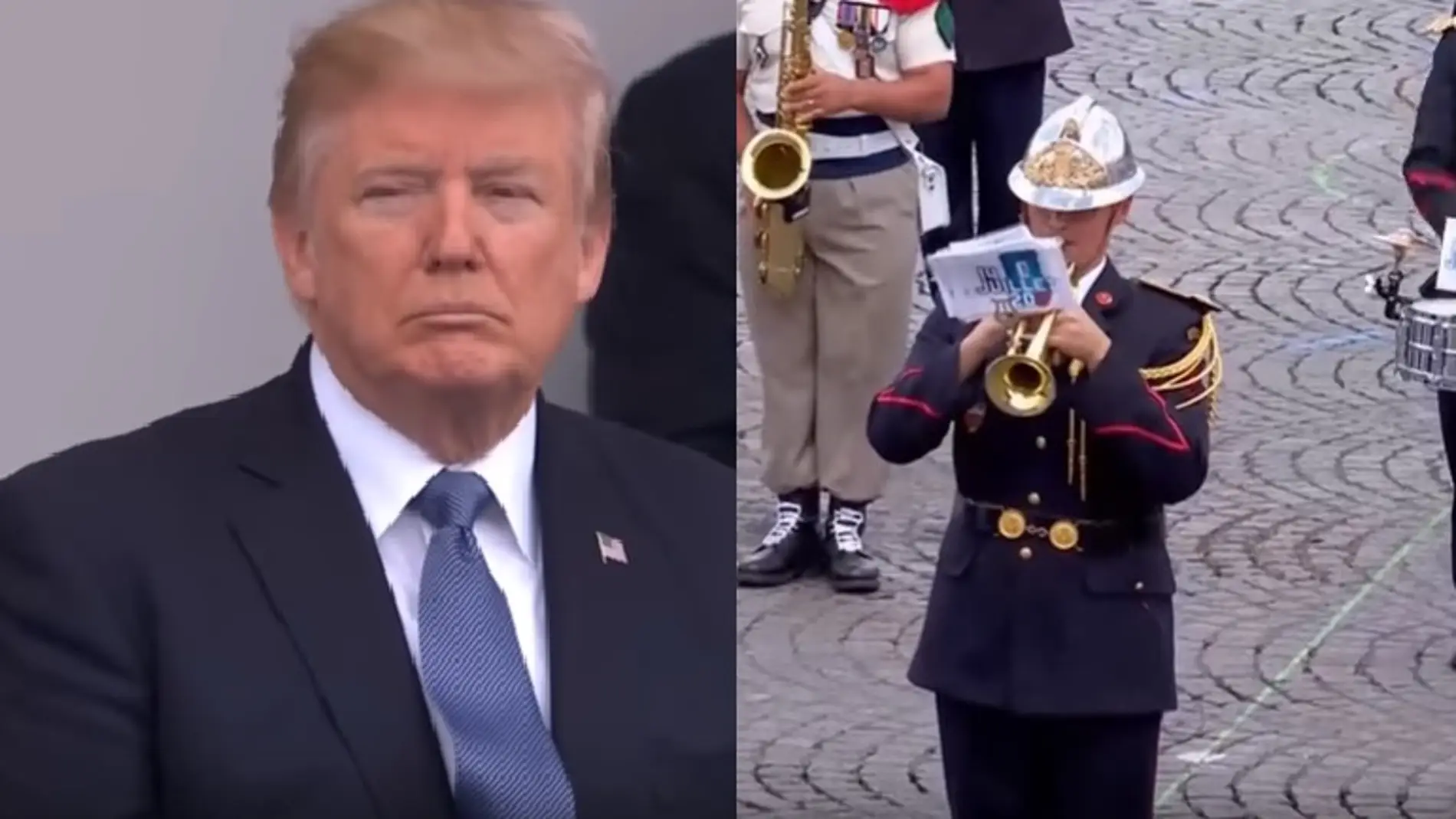 Donald Trump durante el desfile del Día de la Bastilla