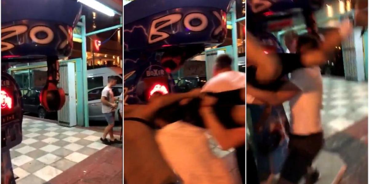 El juego de la máquina de boxeo impactando con la cabeza en Magaluf